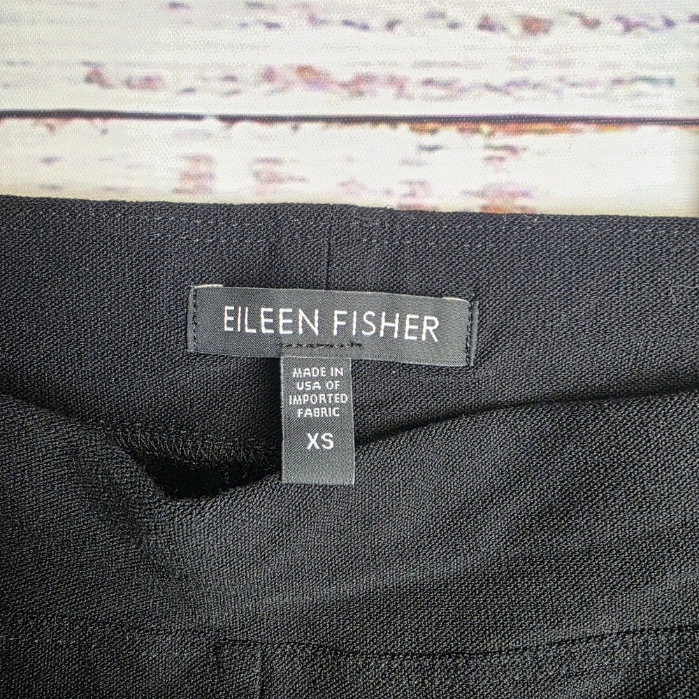 Eileen Fisher Womens XS Black Viscose Nylon Spandex Slim Ankle Crepe Stretch - Picture 4 of 9